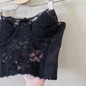 Victoria's Secret Vintage Black Lace Boned Bustier